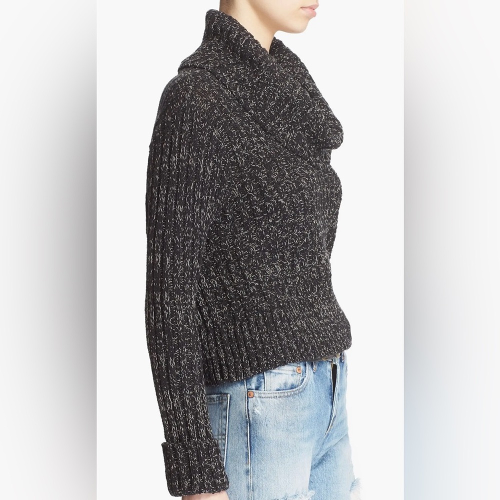 Free People Black Cable Knit Turtleneck Sweater Chunky Cozy S - Picture 2 of 8